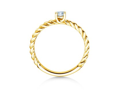 Engagement ring Classic Loop in 9K yellow gold with diamond 0.15ct H/SI