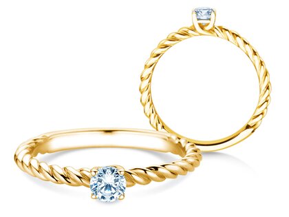 Engagement ring Classic Loop in 14K yellow gold with lab-grown diamond 0.25ct E/VS