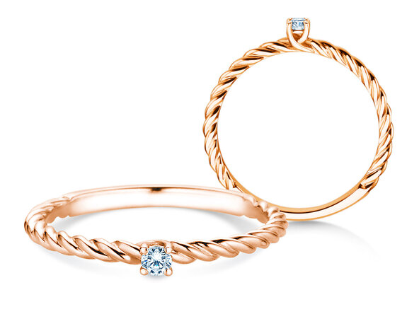 Engagement ring Classic Loop in 9K rosé gold with diamond 0.05ct G/SI