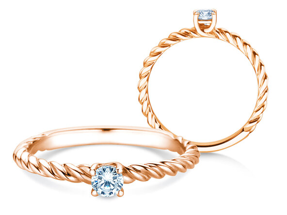 Engagement ring Classic Loop in 9K rosé gold with lab-grown diamond 0.15ct E/VS