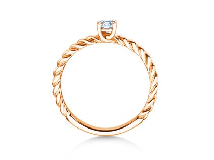 Engagement ring Classic Loop in 9K rosé gold with lab-grown diamond 0.15ct E/VS
