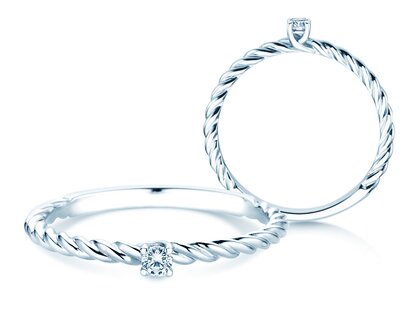 Engagement ring Classic Loop in silver 925/- with diamond 0.05ct H/SI