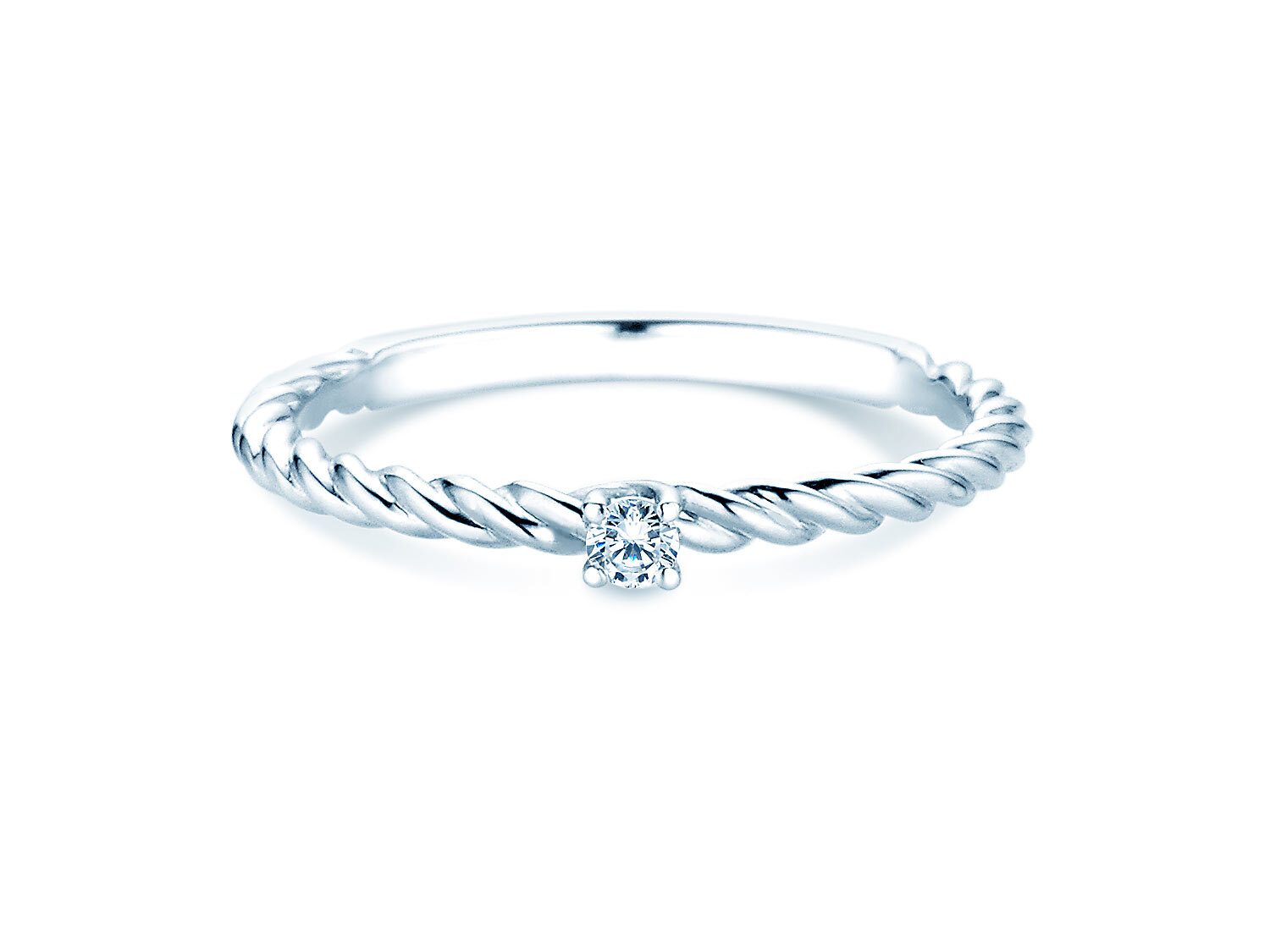 Engagement ring Classic Loop in 9K white gold with diamond 0.05ct G/SI