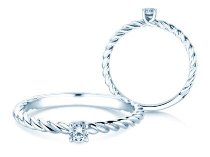 Engagement ring Classic Loop in 9K white gold with diamond 0.10ct H/SI