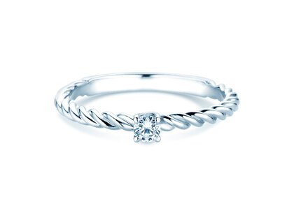 Engagement ring Classic Loop in 9K white gold with diamond 0.10ct H/SI