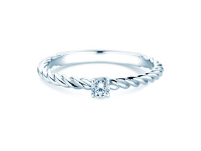 Engagement ring Classic Loop in 9K white gold with diamond 0.10ct H/SI