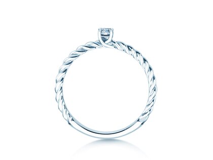 Engagement ring Classic Loop in 9K white gold with diamond 0.10ct H/SI