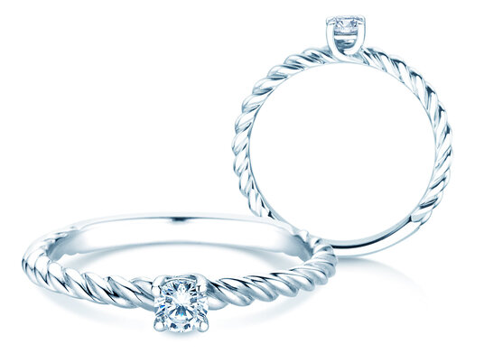 Engagement ring Classic Loop in 18K white gold with diamond 0.15ct H/SI