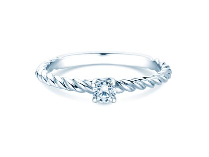 Engagement ring Classic Loop in 18K white gold with diamond 0.15ct H/SI