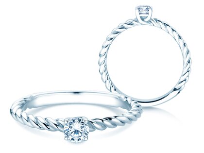 Engagement ring Classic Loop in 9K white gold with diamond 0.20ct H/SI