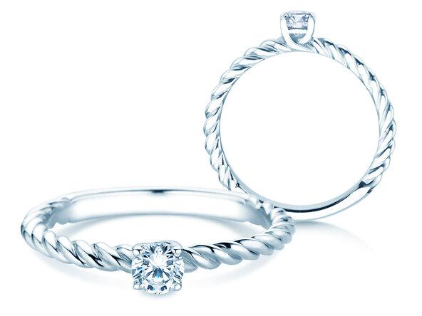 Engagement ring Classic Loop in 9K white gold with diamond 0.20ct H/SI
