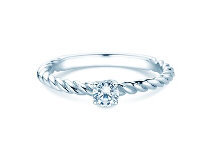 Engagement ring Classic Loop in 9K white gold with diamond 0.20ct H/SI