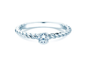 Engagement ring Classic Loop in 9K white gold with diamond 0.20ct H/SI