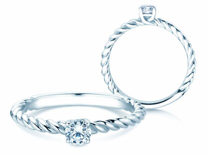 Engagement ring Classic Loop in 14K white gold with diamond 0.25ct H/SI