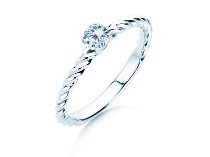 Engagement ring Classic Loop in 9K white gold with diamond 0.25ct H/SI