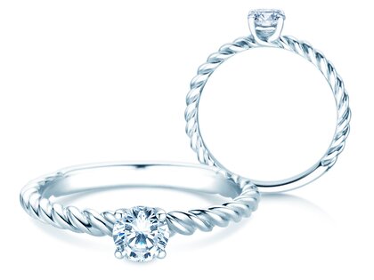 Engagement ring Classic Loop in 9K white gold with diamond 0.30ct H/SI