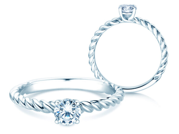 Engagement ring Classic Loop in 9K white gold with diamond 0.30ct H/SI