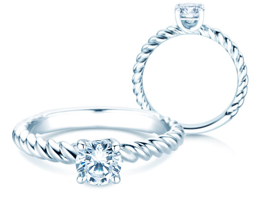 Engagement ring Classic Loop in 9K white gold with diamond 1.00ct H/SI
