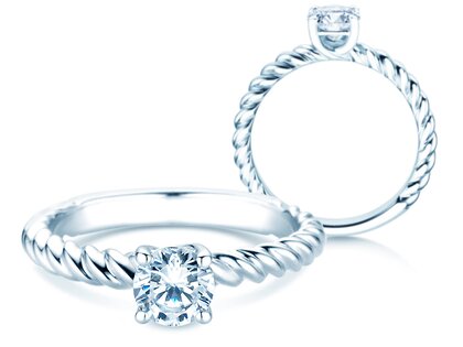 Engagement ring Classic Loop in 18K white gold with diamond 0.60ct H/SI