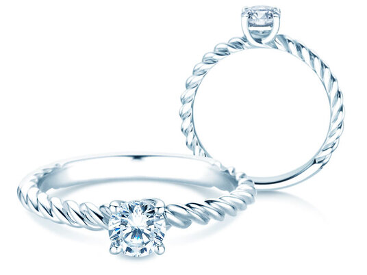 Engagement ring Classic Loop in 9K white gold with diamond 0.50ct H/SI
