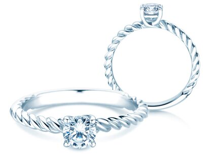 Engagement ring Classic Loop in 9K white gold with diamond 0.50ct H/SI