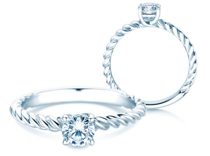 Engagement ring Classic Loop in 9K white gold with diamond 0.50ct H/SI