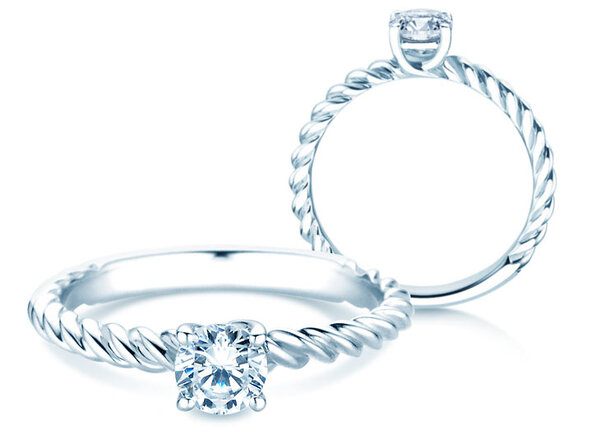 Engagement ring Classic Loop in 9K white gold with diamond 0.50ct H/SI