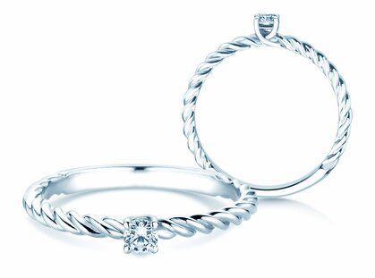 Engagement ring Classic Loop in silver 925/- with diamond 0.10ct G/SI