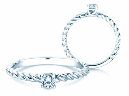 Engagement ring Classic Loop in 18K white gold with diamond 0.15ct G/SI