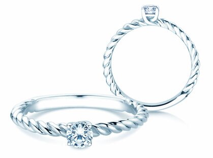 Engagement ring Classic Loop in platinum 950/- with diamond 0.20ct G/SI