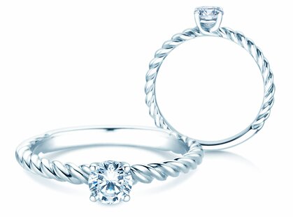 Engagement ring Classic Loop in 18K white gold with diamond 0.30ct G/SI