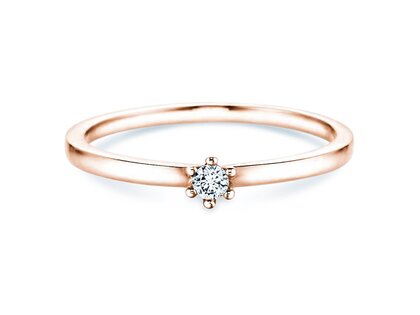 Engagement ring Classic Petite in 14K rosé gold with diamond 0.07ct G/SI