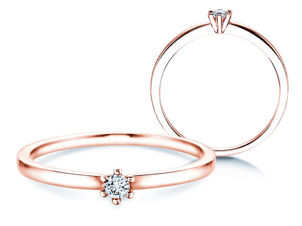 Engagement ring Classic Petite in 14K rosé gold with diamond 0.07ct G/SI