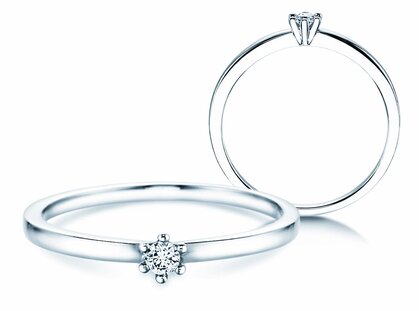 Engagement ring Classic Petite in 14K white gold with diamond 0.07ct
