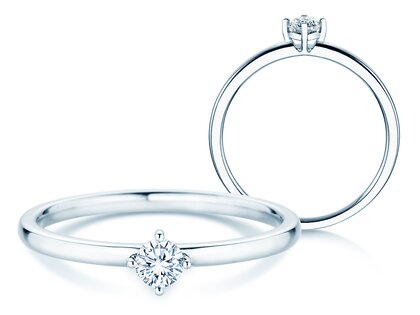 Engagement ring Compass in 14K white gold with diamond 0.15ct G/SI