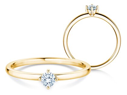 Engagement ring Compass in 14K yellow gold with diamond 0.15ct G/SI