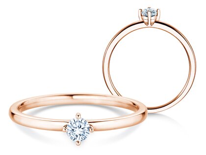 Engagement ring Compass in 14K rosé gold with diamond 0.15ct G/SI