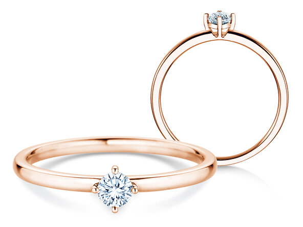 Engagement ring Compass in 14K rosé gold with diamond 0.15ct G/SI