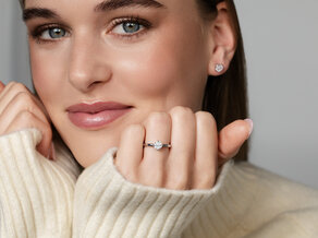 Engagement ring Compass in 9K white gold with diamond 1.00ct