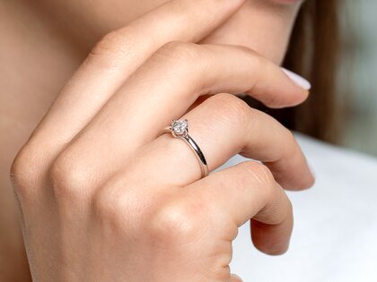 Engagement ring Compass in 14K rosé gold with diamond 0.15ct G/SI