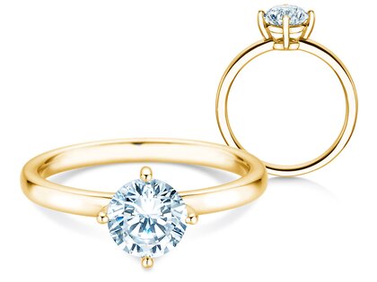 Engagement ring Compass in 14K yellow gold with diamond 0.25ct H/SI