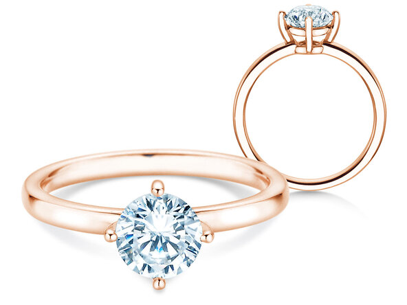 Engagement ring Compass in 18K rosé gold with diamond 0.60ct G/SI