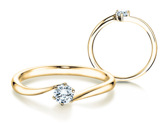 Engagement ring Devotion in 18K yellow gold with diamond 0.10ct H/SI
