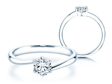 Engagement ring Devotion in 9K white gold with diamond 0.50ct H/SI