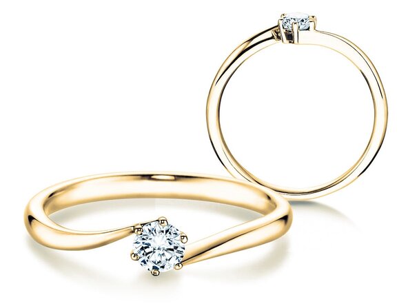 Engagement ring Devotion in 14K yellow gold with lab-grown diamond 0.25ct E/VS