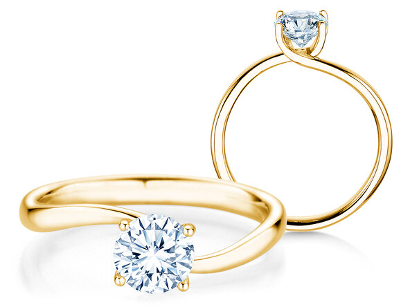 Engagement ring Devour in 9K yellow gold with lab-grown diamond 1.00ct E/VS