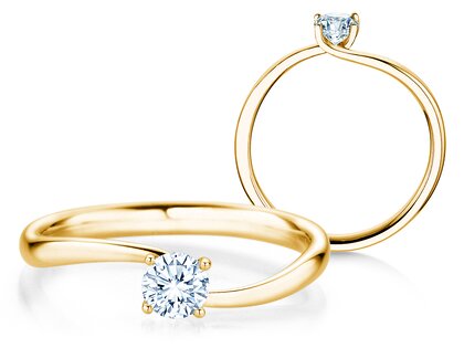 Engagement ring Devour in 9K yellow gold with lab-grown diamond 0.25ct E/VS