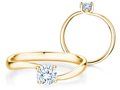Engagement ring Devour in 9K yellow gold with lab-grown diamond 0.50ct E/VS