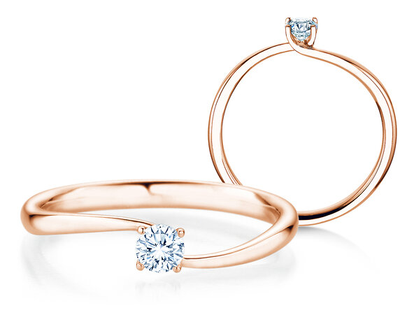 Engagement ring Devour in 9K rosé gold with lab-grown diamond 0.15ct E/VS
