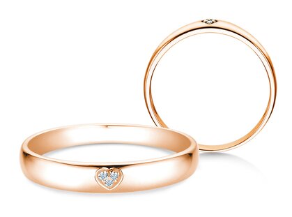 Engagement ring Heart Petite in 9K rosé gold with diamonds 0.02ct G/SI